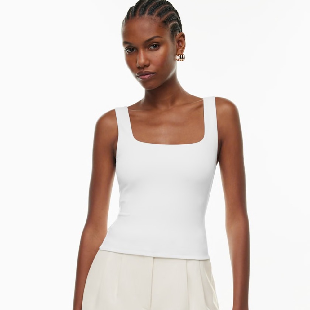 Aritzia Contour Squareneck Waist Tank White